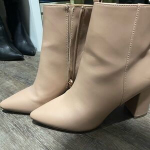 JustFab Nude Heeled Boots